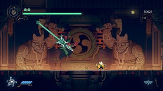 In-game screenshot of the player battling an epic boss in Nine Sols.