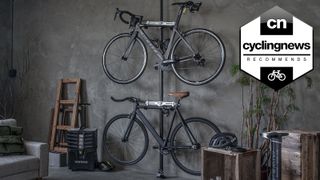One of the best bike storage solutions against a grey wall
