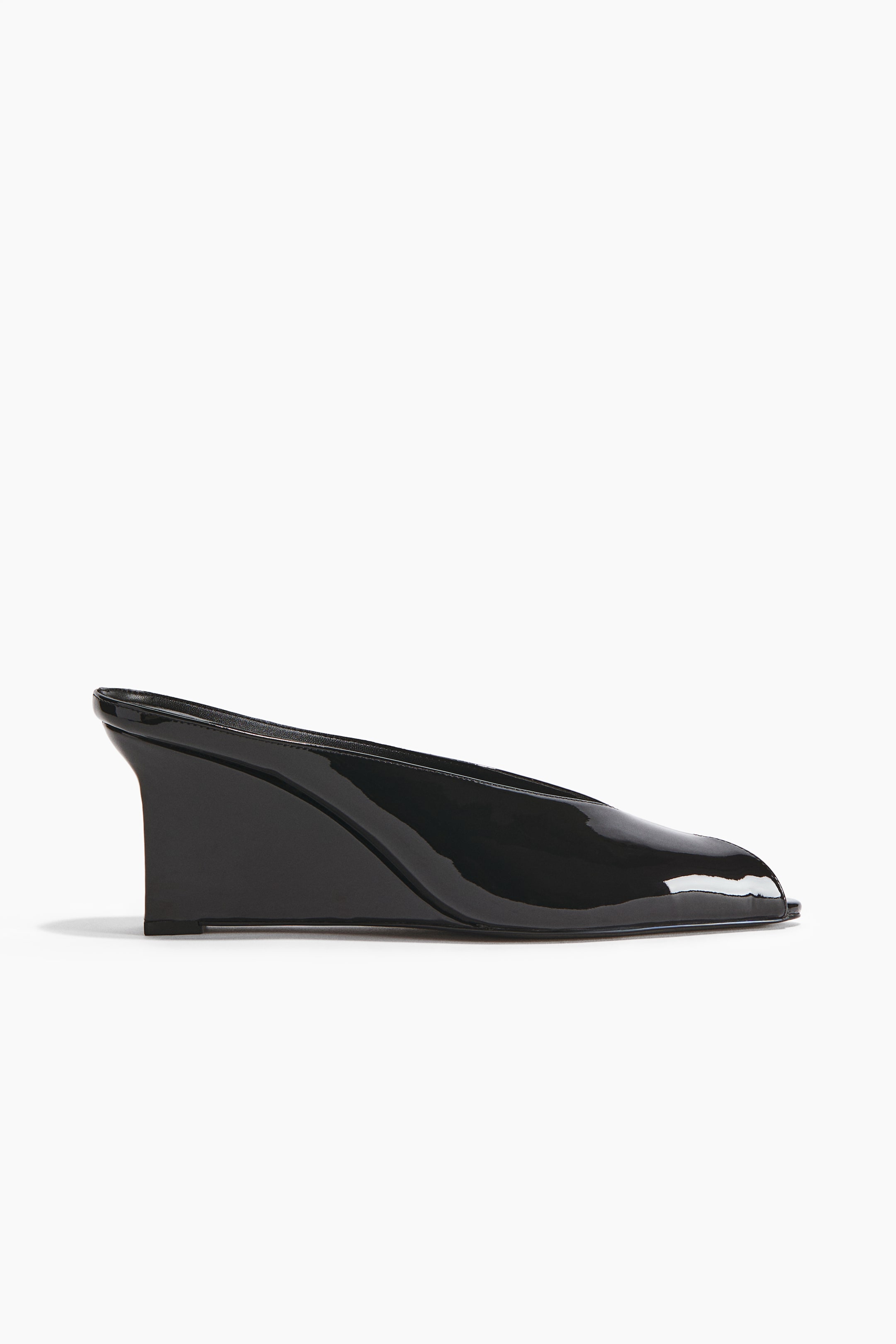 Wedge-Heeled Mules - Black