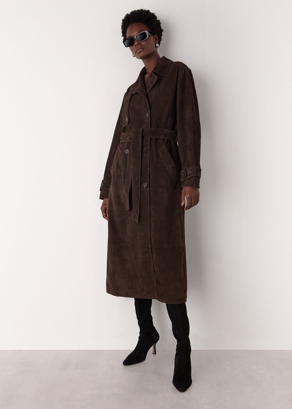 Chocolate Suede Trench Coat