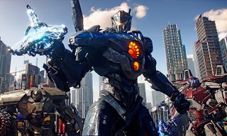 Giant robots defend Earth against invading monsters in Pacific Rim: Uprising