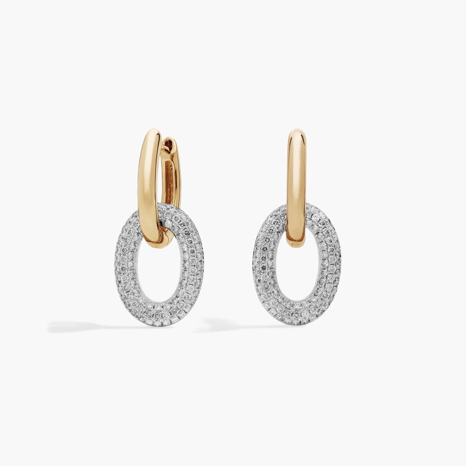 Two-Toned Interlocking Pav&amp;eacute; Link Dangle Earrings in 14k Yellow Gold (1 1/4 Ct. Tw.)