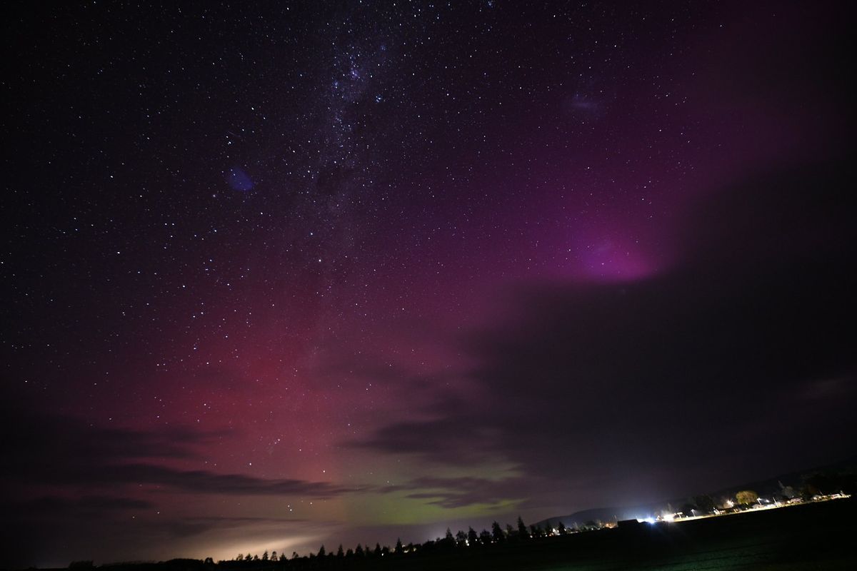 Aurora scenes in Southland, New Zealand