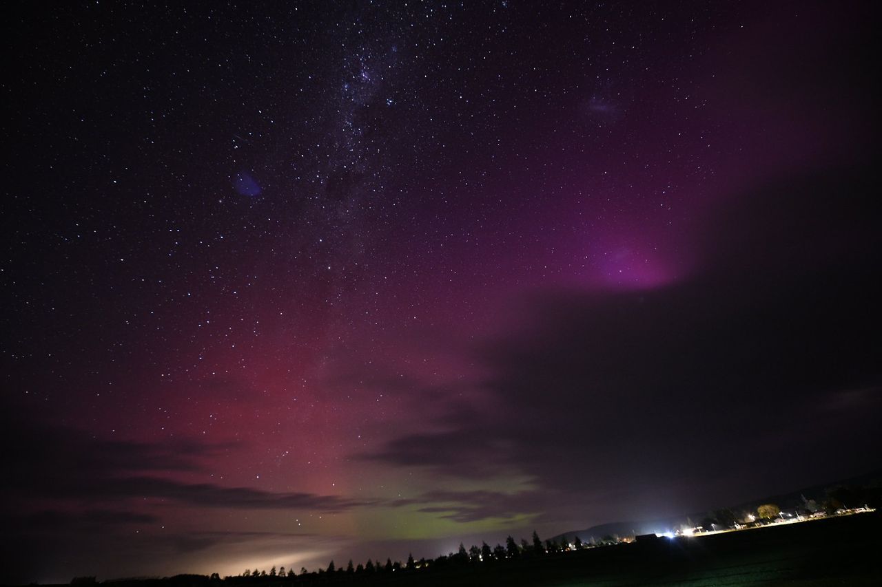 Aurora scenes in Southland, New Zealand