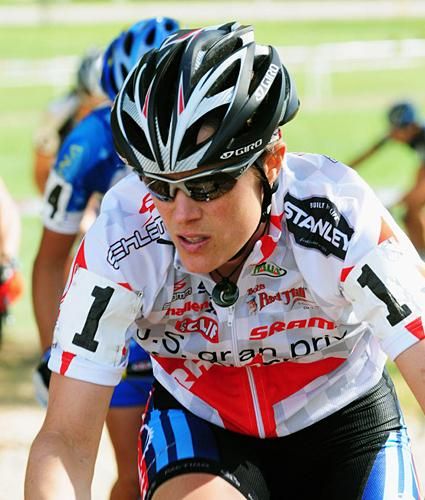 Katie Compton (Planet Bike) with a solid lead.