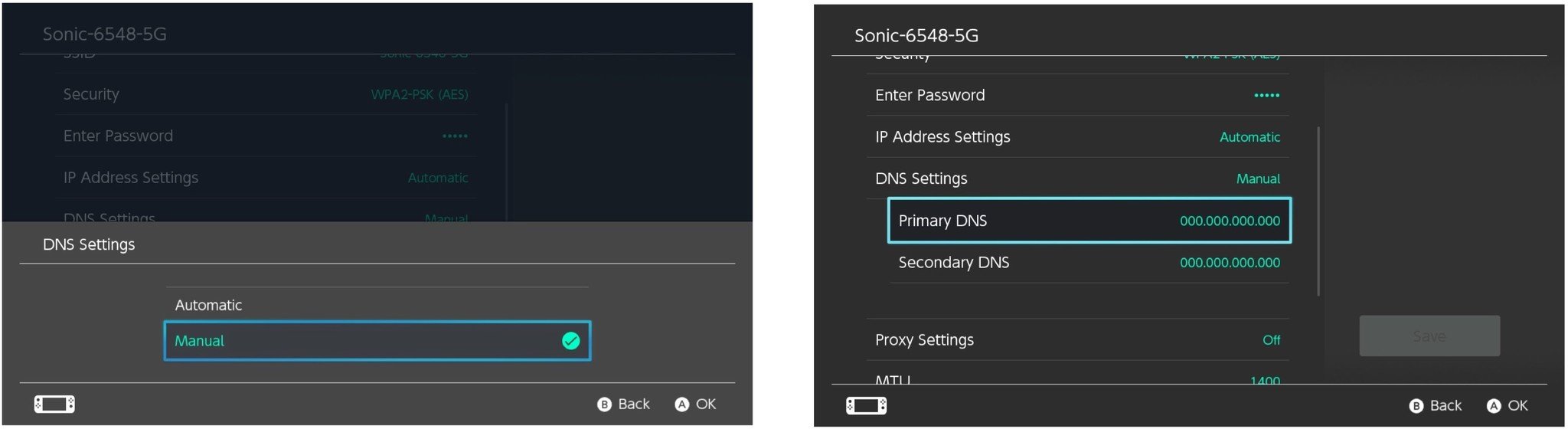 Select Manual, then select Primary DNS