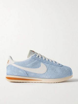 Cortez Vintage Leather-Trimmed Brushed-Suede Sneakers