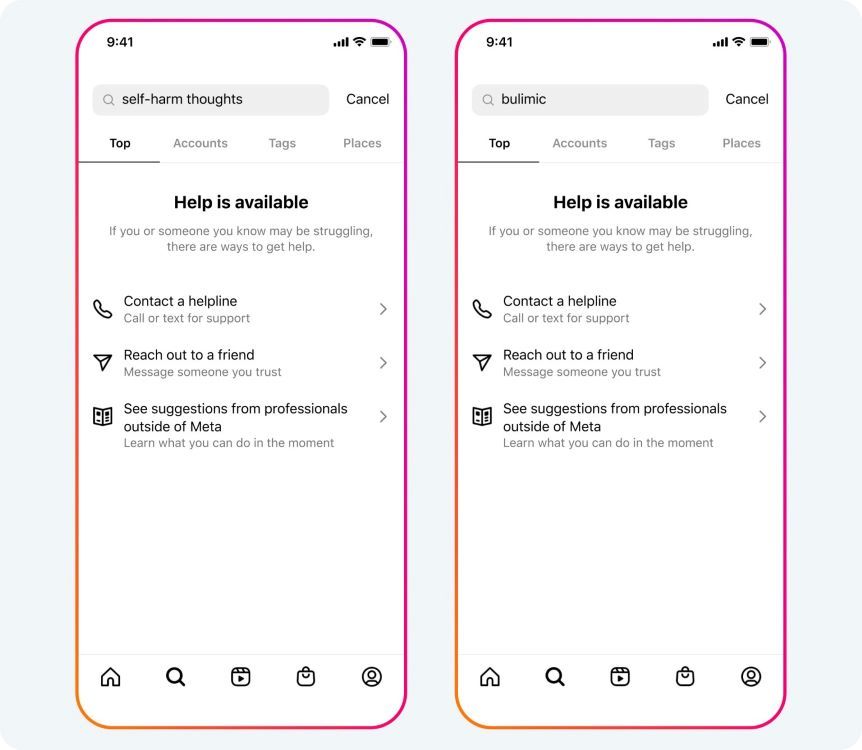 Instagram content restrictions for teens