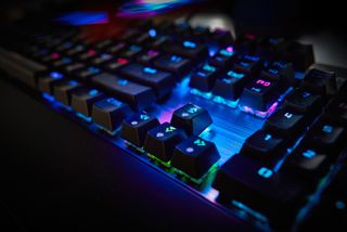 Mechanical keyboard with multi-colored lighting