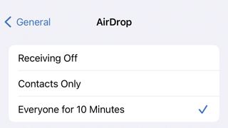 AirDrop options