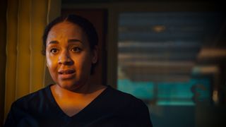 Belinda Owusu as Nicky McKendrick in Holby City.