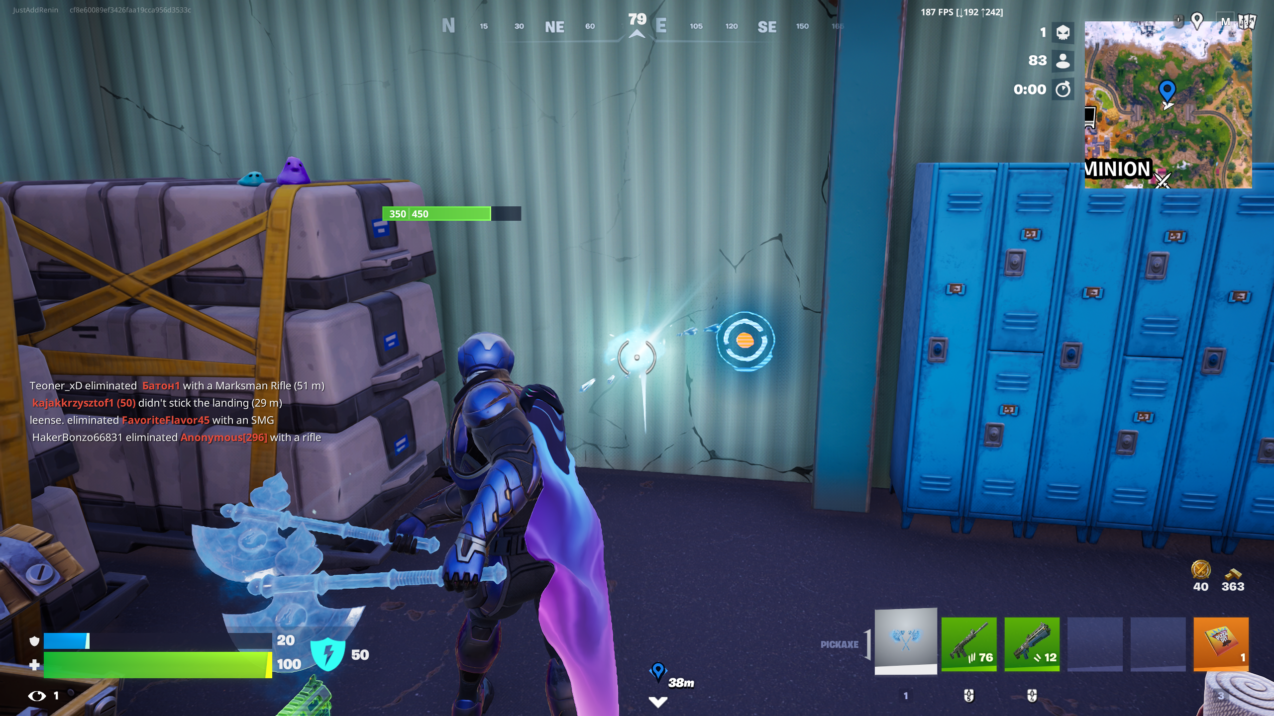 A Fortnite character in the piano room revealing the hidden wall.
