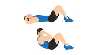 an illustration a man performing a sit up