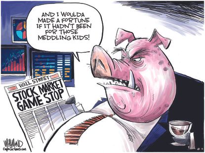 Editorial Cartoon U.S. gamestop reddit wall street