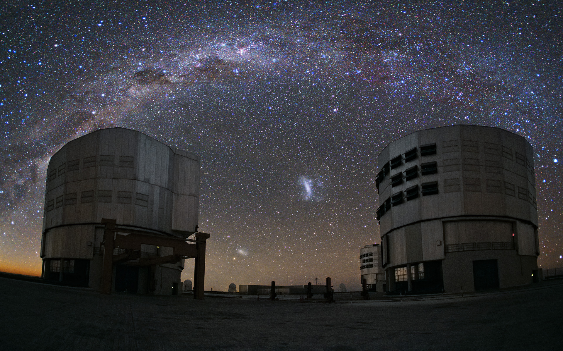 Magellanic Clouds Over Paranal 1920