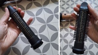 Retractable curl tool with bristles in and out