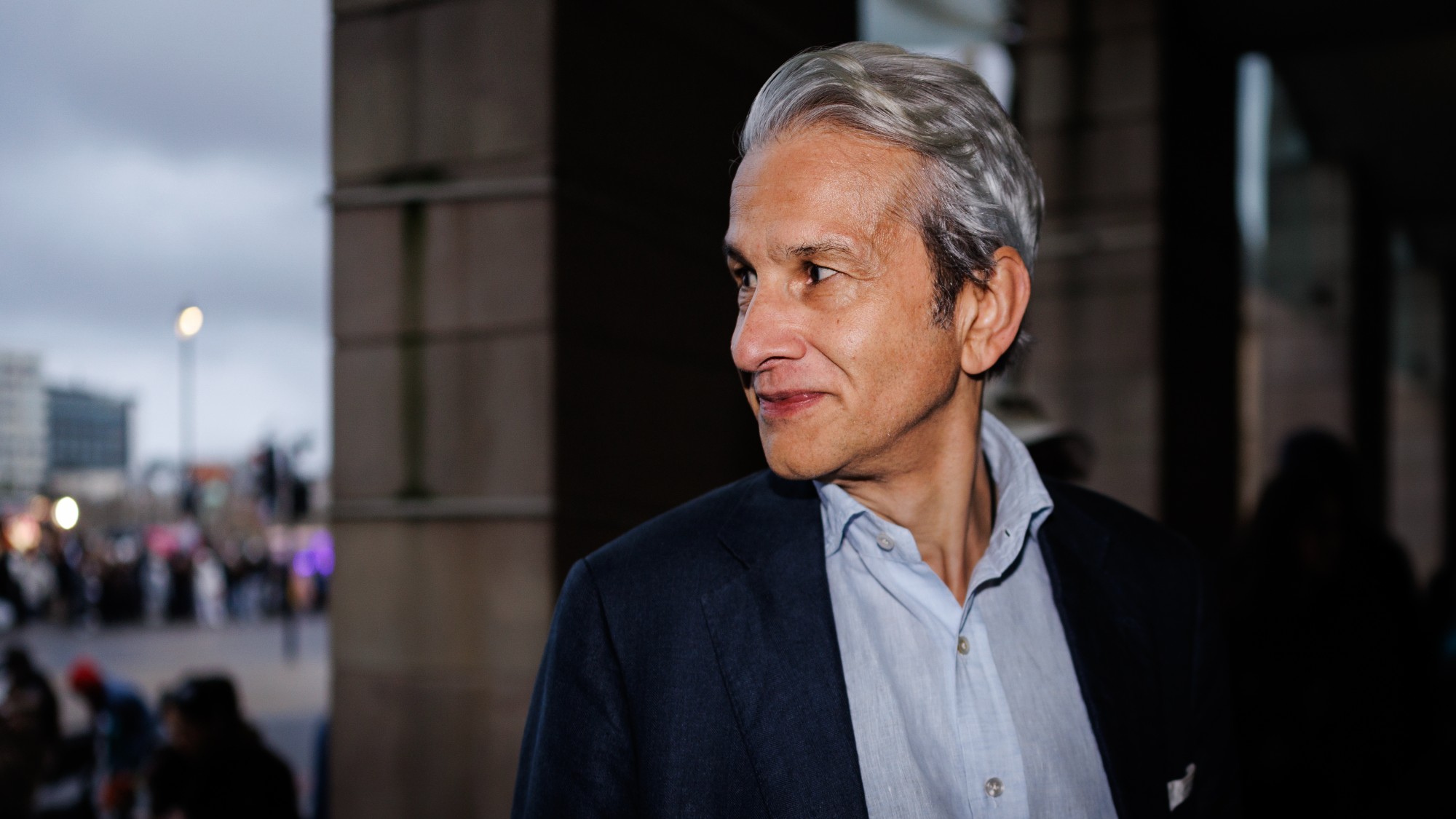 Michael Prescott standing outside before the select committee questions