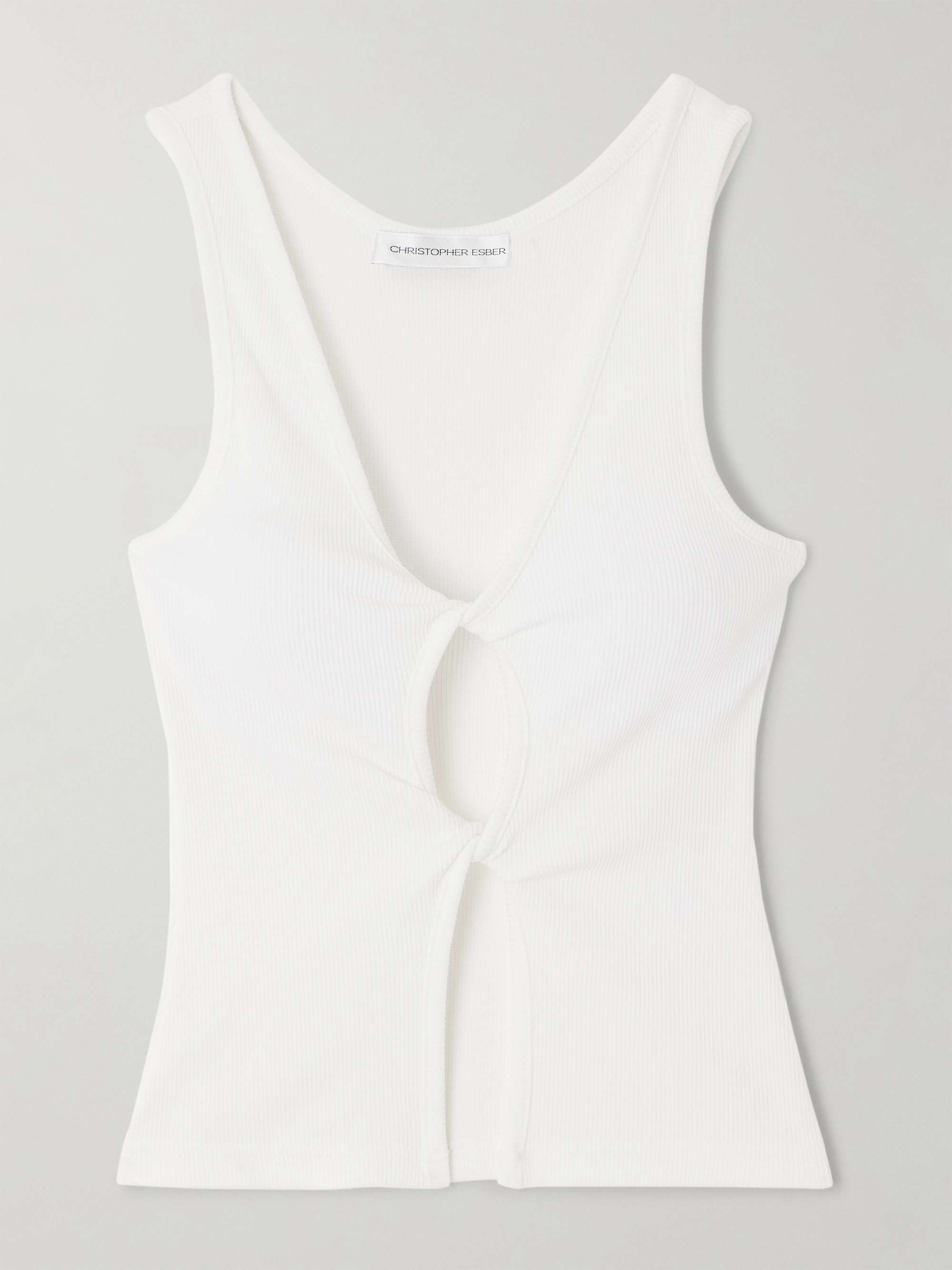 Cutout Twist-Front Ribbed-Knit Tank
