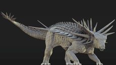 An artistic reconstruction of the Spicomellus after, whose skeleton was covered in spikes, some fused to the animal&rsquo;s skeleton, measuring as much as a metre long