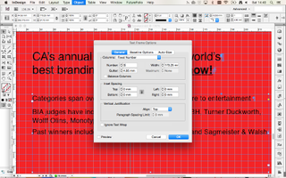 columns in InDesign