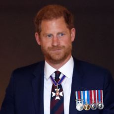  Prince Harry, Duke of Sussex (wearing a Household Division regimental tie and medals including his Knight Commander of the Royal Victorian Order cross) attends The Invictus Games Foundation 10th Anniversary Service at St Paul's Cathedral on May 8, 2024 in London, England.