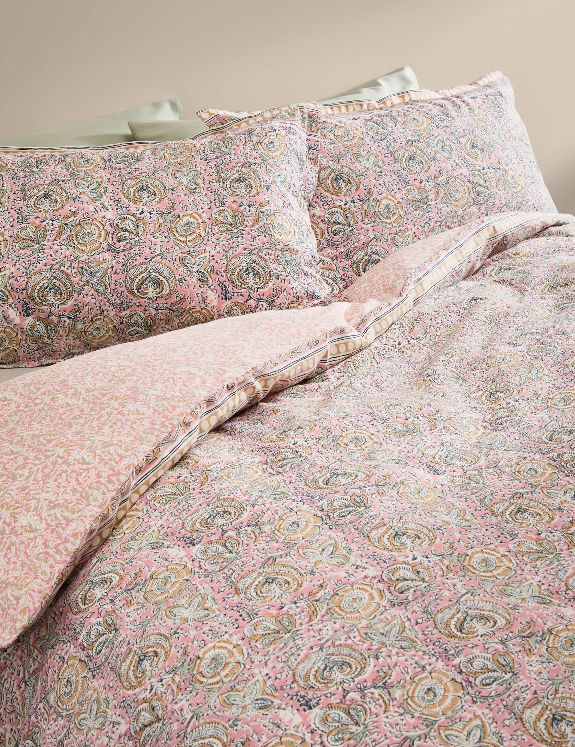 Pure Cotton Woodblock Floral Bedding Set