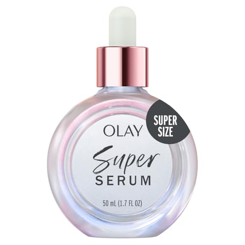 Olay Super Serum - Vitamin C & E, Niacinamide, Collagen Peptide, Aha - Glass Skin Care for Face - Brightening, Hydrating, Firming, Evens Tone, Smooths Fine Lines, Dark Spot Reduction, 1.7 Oz
