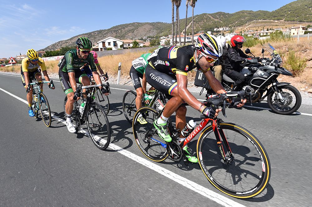 Carlos Quintero gives a pull on the front