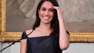Meghan, Duchess of Sussex speaks to invited guests during a reception at Government House on October 28, 2018 in Wellington, New Zealand