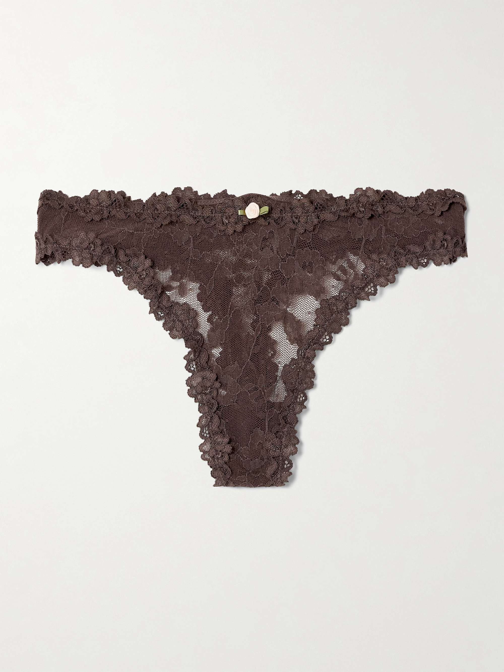 Stretch Lace Thong - Espresso
