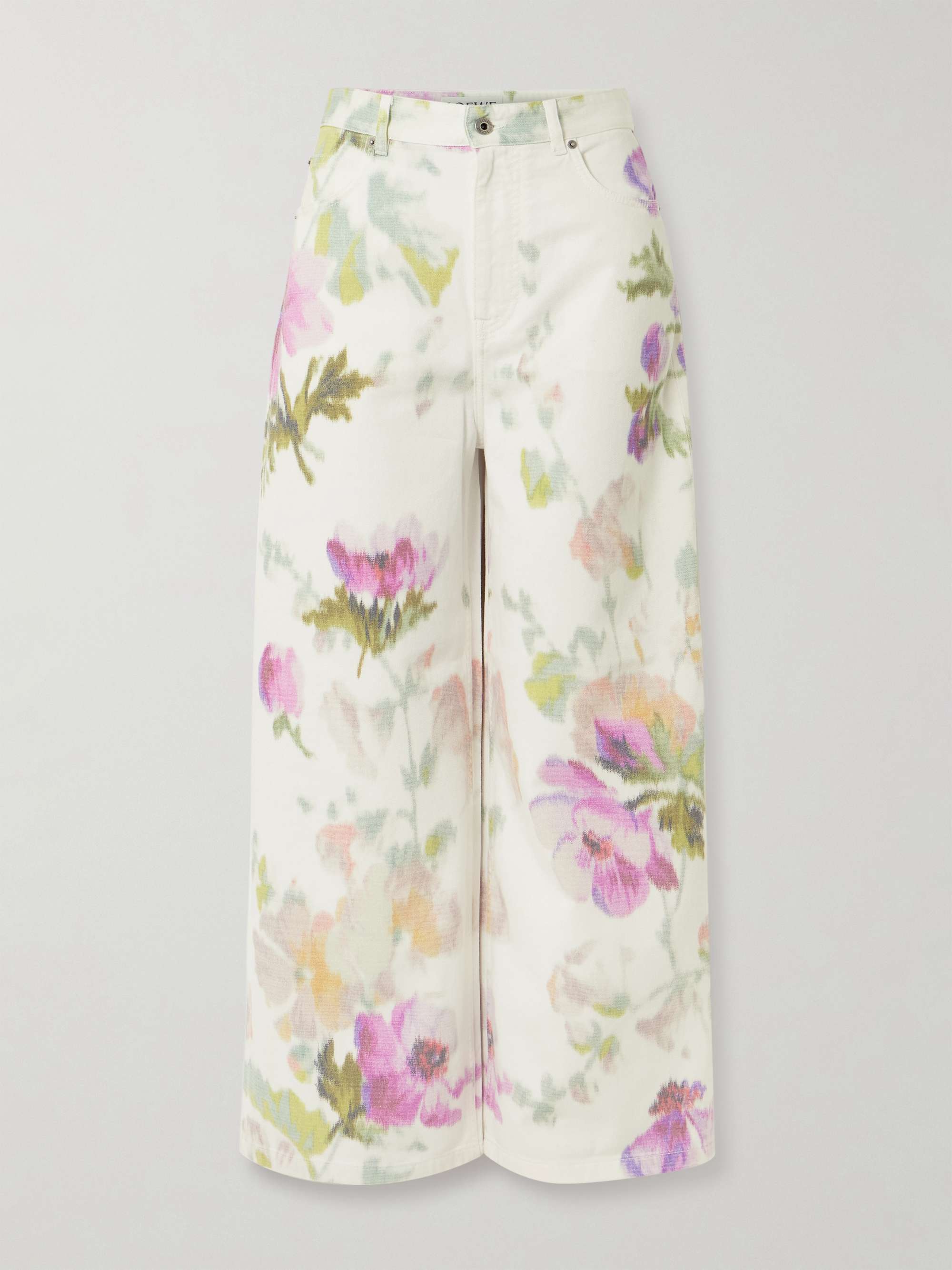 Floral-Print High-Rise Straight-Leg Jeans