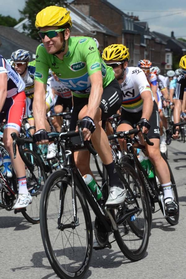 Bradley Wiggins (Sky) had a day in green after his second-place finish in the prologue.