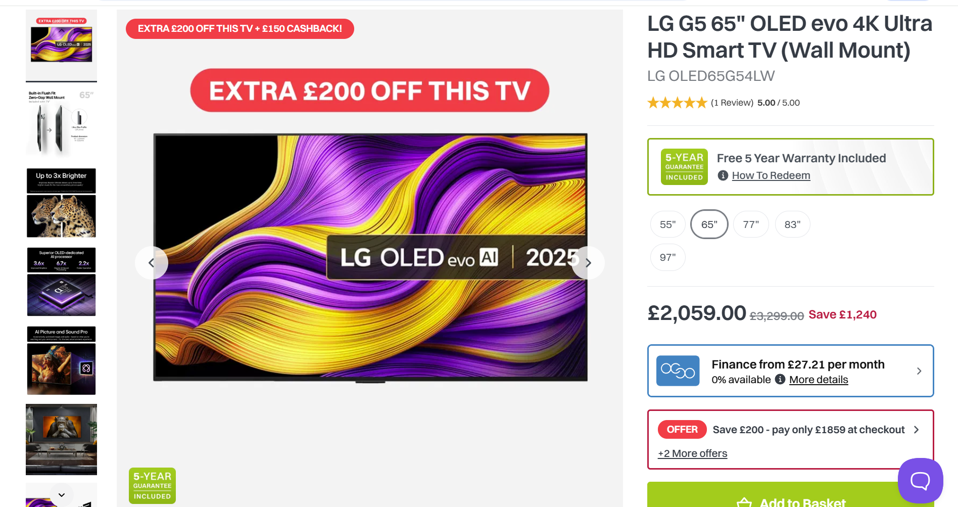 A screenshot of the Smart Home Sounds page for the LG G5, highlighting the discounts available