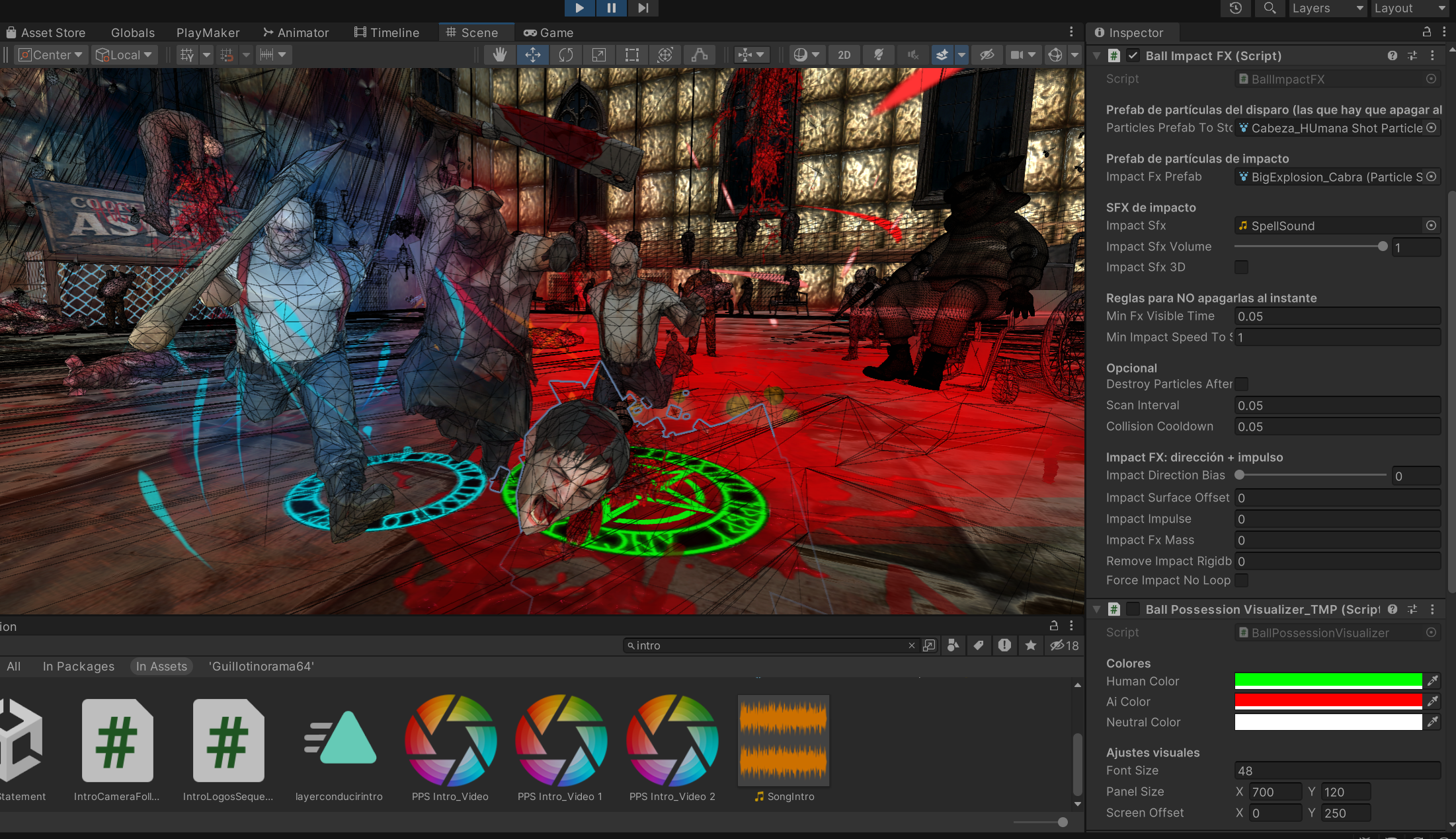 Screens of an indie horror football game