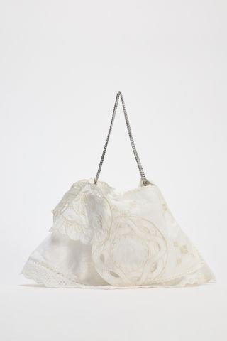 Embroidered Mini Bucket Bag With Lace Detail