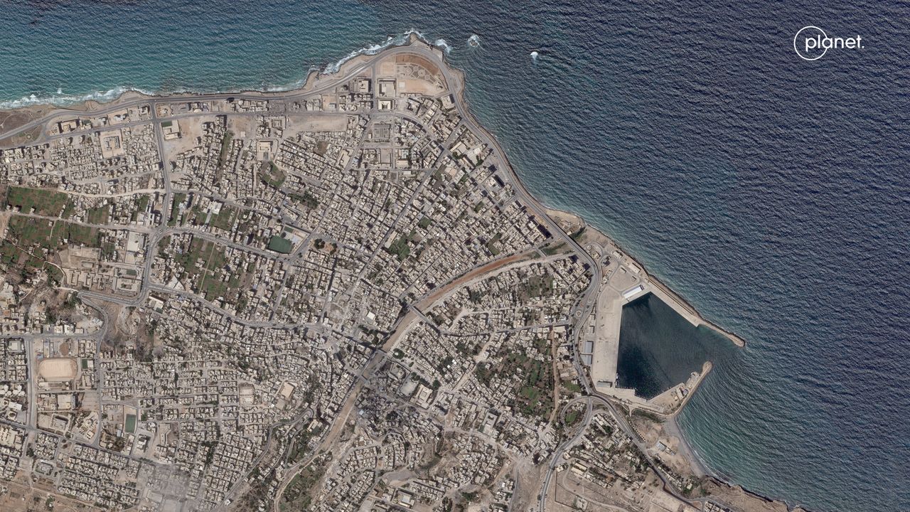 The Libyan city of Derna before the rampage of Medicane Daniel.