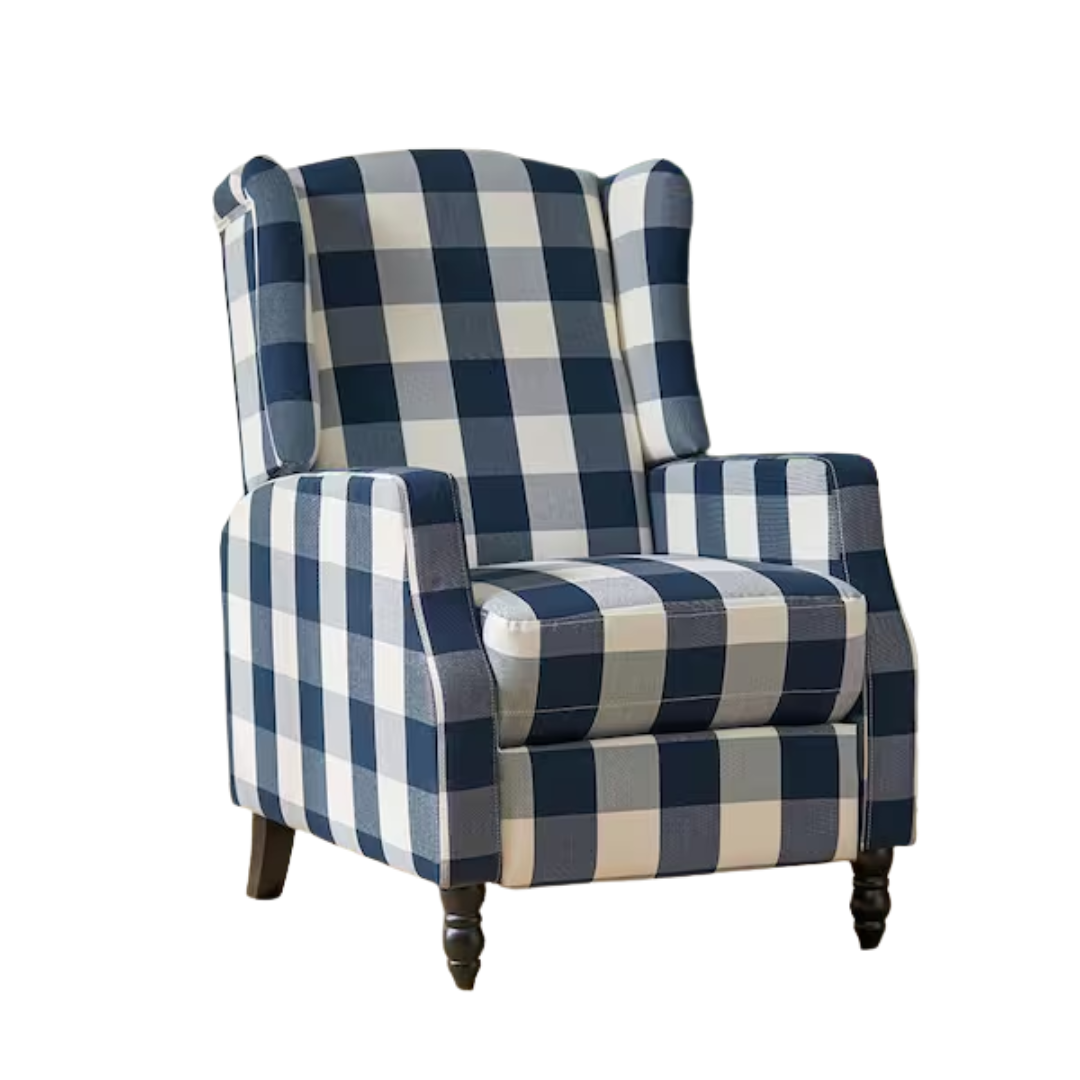 Jayden Creation, Celia Navy Wing Back Manual Recliner