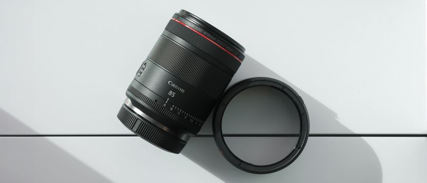 Canon RF 85mm f/1.4L VCM against a white background