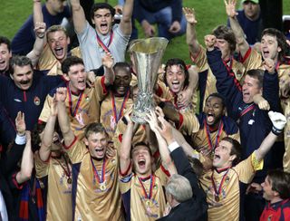 CSKA Moscow lift the UEFA Cup after beating Sporting Lisbon in the 2005 final