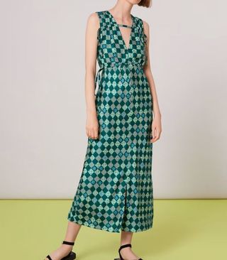 Whistles green checkerboard dress