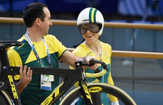Table toppers Australia headed the medal table in the track cycling during the Commonwealth Games. Here, Anna Meares was obviously enjoying her racing and would take Australia’s first track gold in the 500m TT and a silver in the individual sprint.