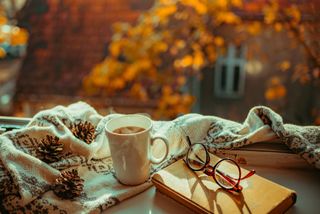 Cosy autumnal scene in front of a window. 