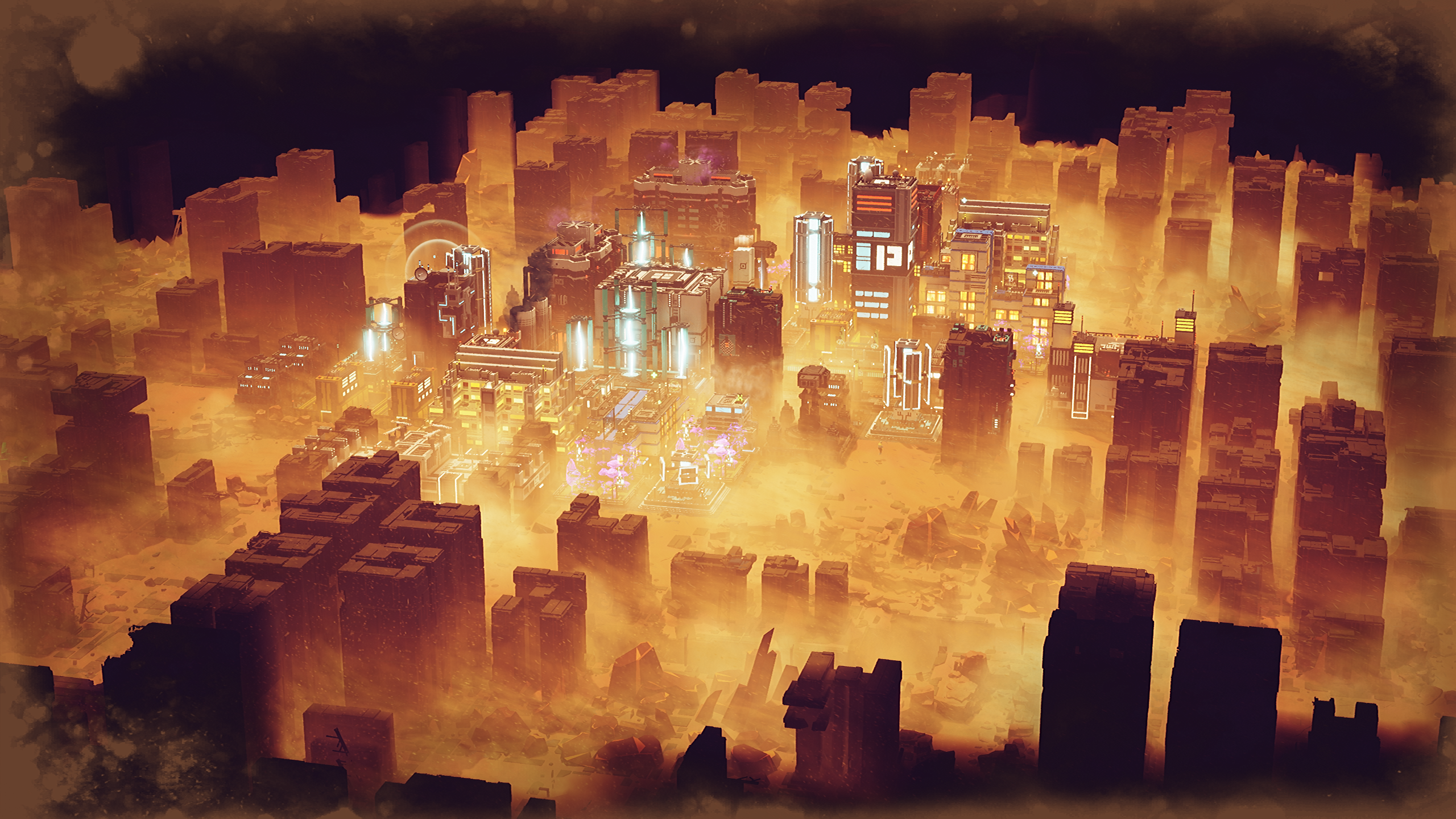 A sandstorm in a desert city