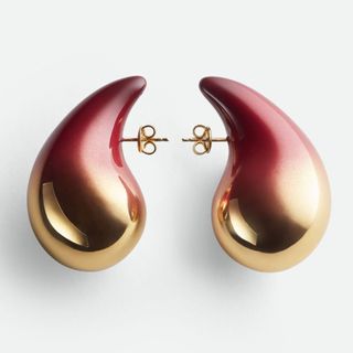 Bottega Veneta Large Drop Earrings in Gold and Red