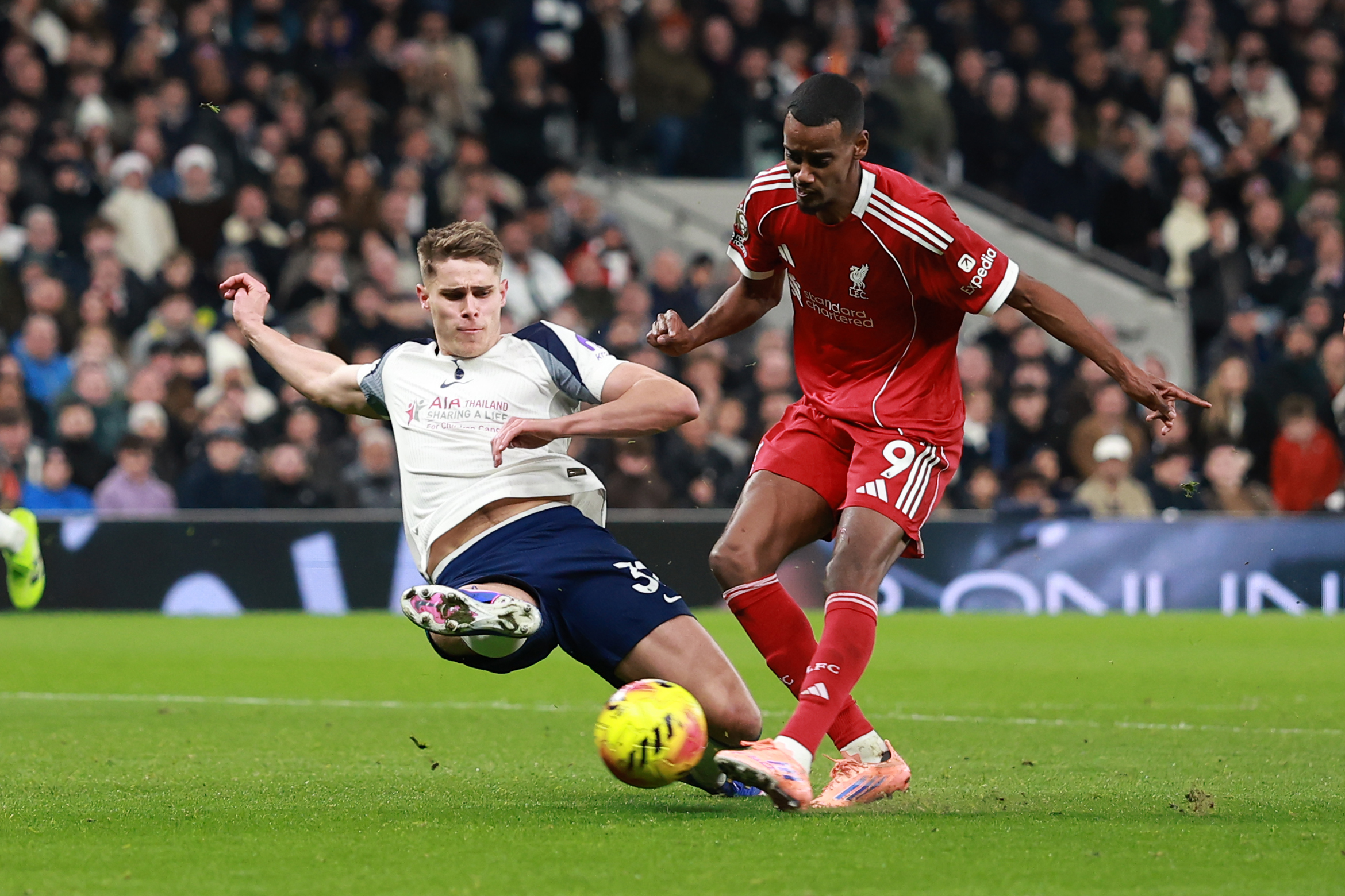 LONDON, ENGLAND - DECEMBER 20: during the Premier League match between Tottenham Hotspur and Liverpool at Tottenham Hotspur Stadium on December 20, 2025 in London, England. (Photo by Marc Atkins/Getty Images)