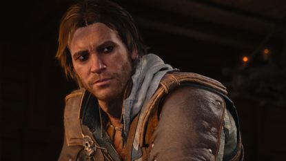 Pirate assassin Edward stands in the sunny Caribbean Assassin's Creed Black Flag Resynced