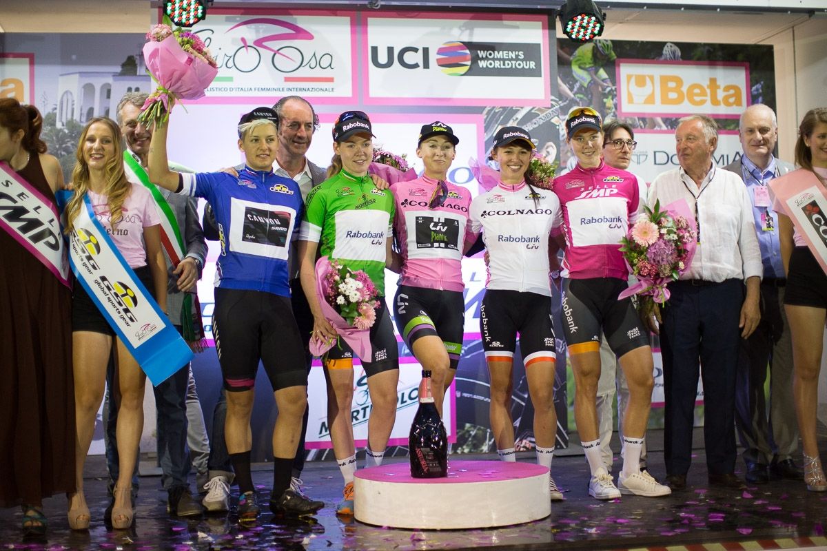 The first podium of the 2016 Giro Rosa