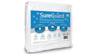 Best mattress protectors: the SureGuard Mattress Protector in white, kept inside its packaging