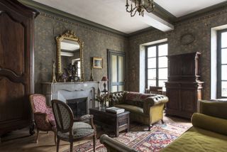 french dark living room