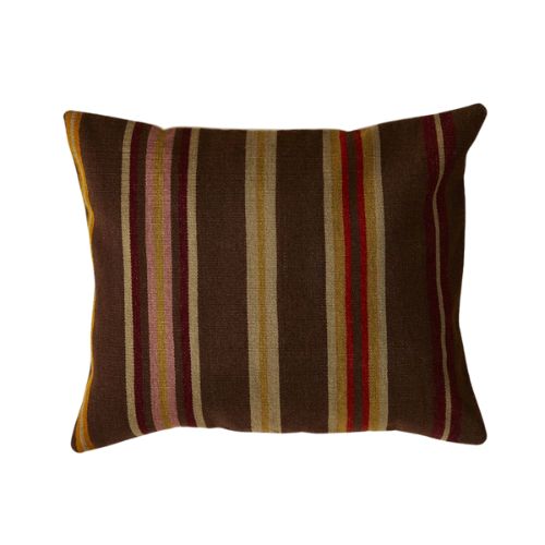 Brown Striped Wool Cotton Pillow Cover